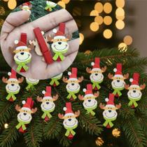 Enfeite Árvore Natal Prendedores Alce Rena Natalino Kit 36pç