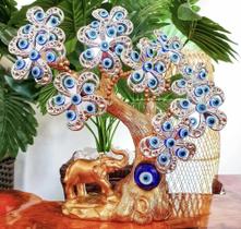 Enfeite Árvore Olho Grego Com Elefante - Amuleto Sorte - Althea Arte Decor