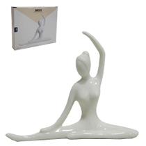 Enfeite bailarina de porcelana branca 16x13x3,5cm na caixa - FWB