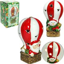 Enfeite balao com papai noel de porcelana com luz 13x7x7cm