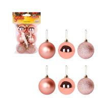 Enfeite Bola Árvore De Natal Rose 4Cm 6Un