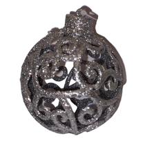 Enfeite Bola decorada prata Ref:HZ38-35S unid.