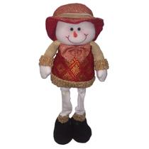 Enfeite Boneco De Neve 52Cm Vermelho/Dourada Natal Zein