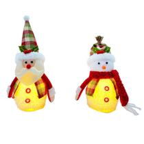 Enfeite Boneco Papai Noel Ou Boneco de Neve Xadrez Com Led Sortido 25x12x7cm Ref.WFH1506 Rio Master