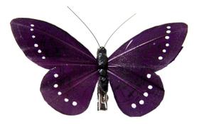 Enfeite Borboleta kit com 06 pçs de 10,5cm Lilás com Presilha para fixar na Decoração Enfeite Borboleta kit com 06 pçs de 10,5cm Lilás com Presilha para fixar na Decoração