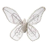Enfeite Borboleta kit com 06 pçs de 11,5cm Branco c/Glitter com Presilha para fixar na Decoração Enfeite Borboleta kit com 06 pçs de 11,5cm Branco c/Glitter com Presilha para fixar na Decoração