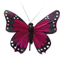 Enfeite Borboleta kit com 06 pçs de 7cm Vermelha com Presilha para fixar na Decoração