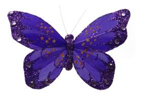 Enfeite Borboleta kit com 06 pçs de 9,5cm Lilás com Presilha para fixar na Decoração