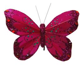 Enfeite Borboleta kit com 06 pçs de 9,5cm Vermelha com Presilha para fixar na Decoração