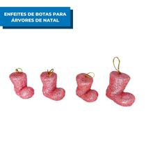 Enfeite Bota Natalina Sortidas 6cm com 4 peças