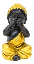 Enfeite Budismo Buda Negro Dourado Não Falo 7.5cm - Tasco