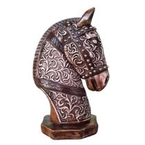 Enfeite Busto Cavalo Egípcio Escultura Gesso Artesanato