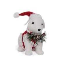 Enfeite Cachorro Tricô Branco Vermelho e Verde Natalino Enfeite Cachorro Tricô Branco Vermelho e Verde Natalino