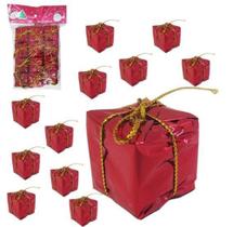 Enfeite Caixinha Presente Vermelho 2Cm Com 12 Pecas - NATALKASA