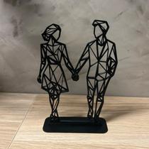 Enfeite Casal Geométrico Decorativo Escultura Moderna para Sala ou Quarto Presente Romântico