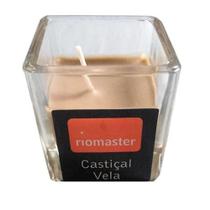 Enfeite castiçal de vidro com vela natalino - marrom