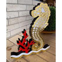 Enfeite Cavalo Marinho Mdf Decoryou Ref 345 Ouro 20x18cm