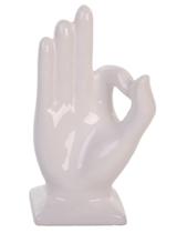 Enfeite ceramica 16x7x6cm - mão dedos ok Enfeite ceramica 16x7x6cm - mão dedos ok