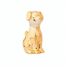 Enfeite Cerâmica Metalizado Cachorro Grande para Decoração