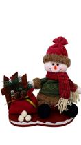 Enfeite Cerca e Saco de Presente Papai Noel/Boneco de Neve 28cm XTS8312 - Master Christmas