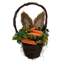 Enfeite cesta com cenouras e coelho para decoração de pascoa