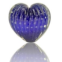 Enfeite Coração Decorativo De Cristal Murano Azul 15Cm Amor Love