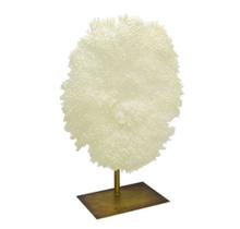 Enfeite Coral Resina Branca Base Metal Dourada Luxo