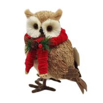 Enfeite coruja natalina com cachecol vermelho - 23cm