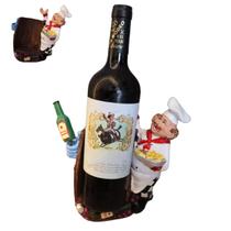 Enfeite Cozinheiro Porta Garrafa de Vinho Azeite Restaurante Decoração