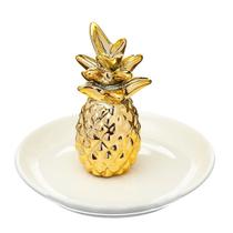 Enfeite de Abacaxi de Cerâmica Dourado Decorativo Para Sala - NH