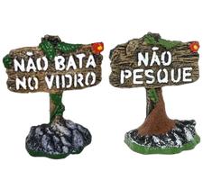 Enfeite De Aquário KIT Placa Não Bata no Vidro + Não Pesque Enfeite De Aquário KIT Placa Não Bata no Vidro + Não Pesque