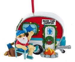 Enfeite de árvore de Natal Kurt S. Adler Vintage Santa Camper