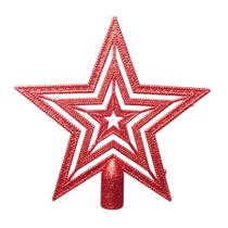 Enfeite de Árvore - " Estrela Vermelha com Glitter para Pendurar " - 1 Unidade - Cromus Natal - Rizzo