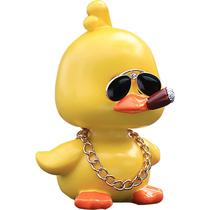 Enfeite de carro wonuu Cute Yellow Duck Shaking Head com óculos