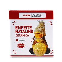 Enfeite De Ceramica Boneco Com Bola De Led Natal - MENINO