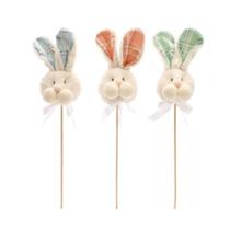 Enfeite de Coelhinho Claros Xadrez Sortidos Pick 32cm para Decoração