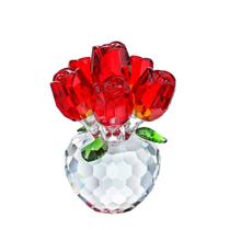 Enfeite de estatueta de rosa vermelha de cristal H&D HYALINE & DORA Enfeite de estatueta de rosa vermelha de cristal H&D HYALINE & DORA