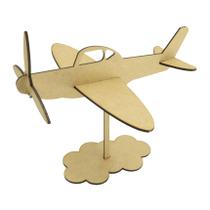 Enfeite de Mesa Avião Com Base Festa Decoração 22x23x18 Mdf Madeira