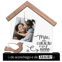 Enfeite de Mesa com Aplique e porta recado mãe seu coração. . . Memória 22x20x4, 5