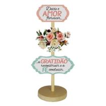 Enfeite De Mesa Com Plaquinhas Deixe O Amor Florescer 23x11