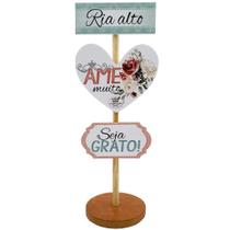 Enfeite de mesa com plaquinhas ria alto 18x8