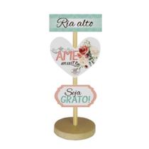 Enfeite De Mesa Com Plaquinhas Ria Alto, Ame Muito...floral 23x11