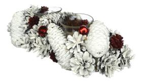 Enfeite de Mesa de Natal BRANCO 38cm para colocar velas com pinhas. Enfeite de Mesa de Natal BRANCO 38cm para colocar velas com pinhas.