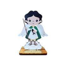 Enfeite de Mesa Decorativo São Rafael Arcanjo Acrílico Espelhado Dourado + MDF