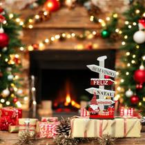 Enfeite De Mesa Natal Placa Direcoes Madeira Mdf Decoração