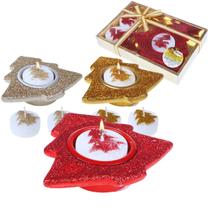 Enfeite De Mesa Natalino 3 Velas 1 Castiçal Árvore enfeite