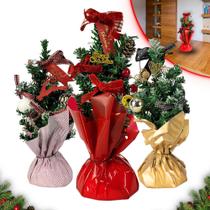Enfeite De Mesa Natalino Mini Arvore De Natal Decorada Vermelho - Árvore Natal