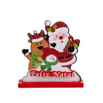 Enfeite de Mesa Natalino Painel Papai Noel Placa Feliz Natal