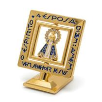 Enfeite de Mesa Nicho Nossa Senhora Aparecida Dourado Resplendor Cravejado 4cm Decoração Religiosa Compacta Enfeite de Mesa Nicho Nossa Senhora Aparecida Dourado Resplendor Cravejado 4cm Decoração Religiosa Compacta