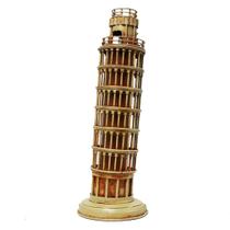 Enfeite de Metal Torre Inclinada de Pisa - Bege Envelhecido - Verito